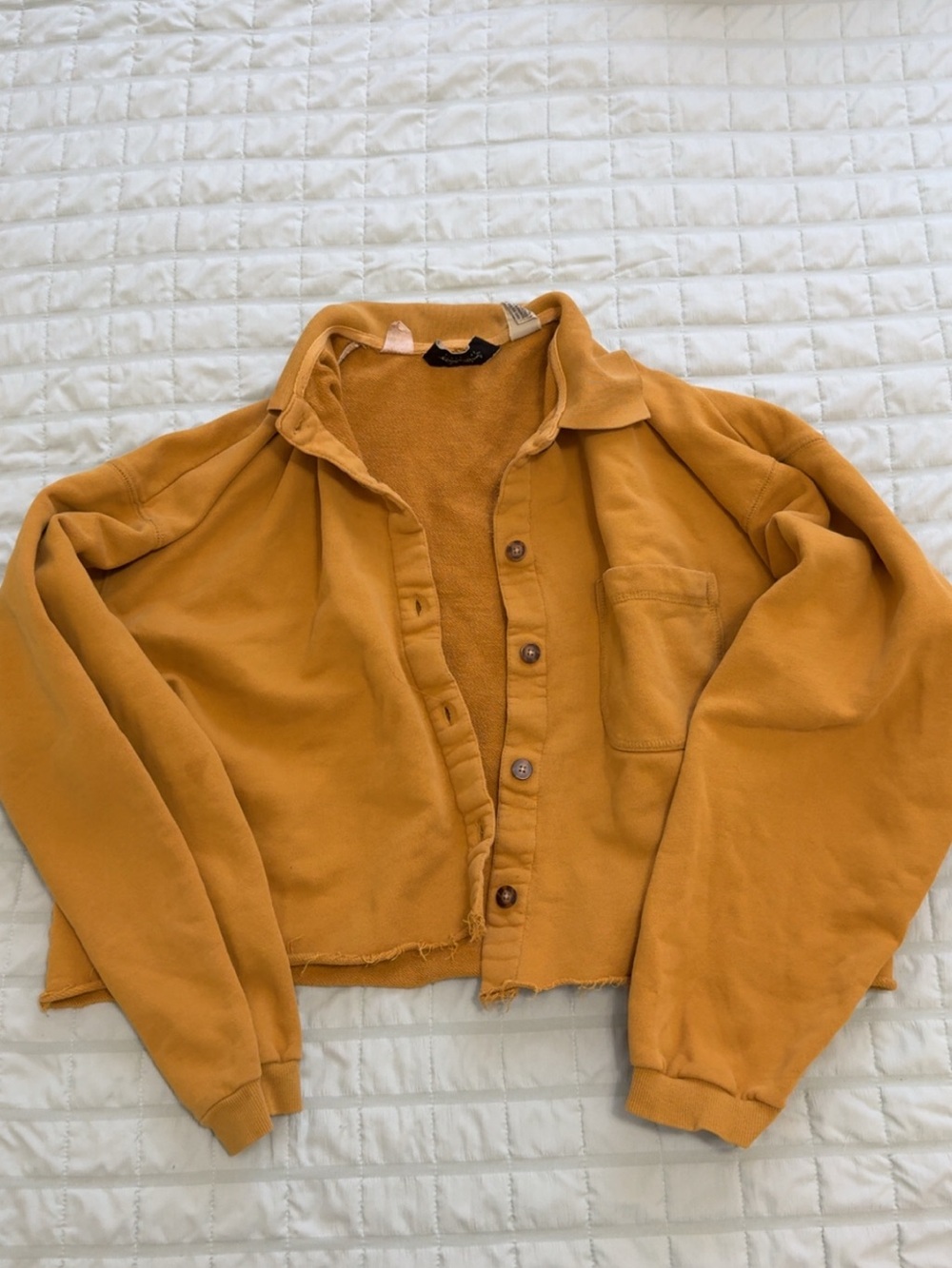Eddie Bauer Mustard Cropped Teddy-Lined Jacket
